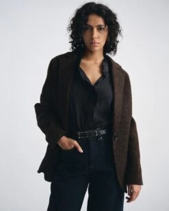 Kidjo Tailored Wool Jacket - Black/Brown Herringbone -UNIVERSAL STANDARD UNIVERSALSTANDARD 08.26.253663