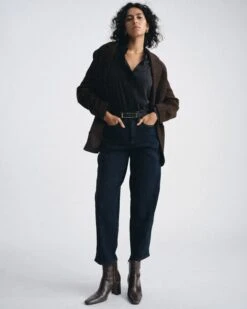 Dakota Dark Indigo Cropped Barrel Leg Jeans -UNIVERSAL STANDARD UNIVERSALSTANDARD 08.26.253705