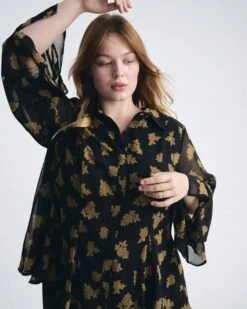 Evie Chiffon Blouse in Gold Heirloom Print - Elegant Women's Top -UNIVERSAL STANDARD UNIVERSALSTANDARD 08.26.253765 1