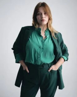 Endora Stretch Cupro Blouse - Green Tourmaline