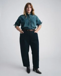 Dakota Dark Indigo Cropped Barrel Leg Jeans