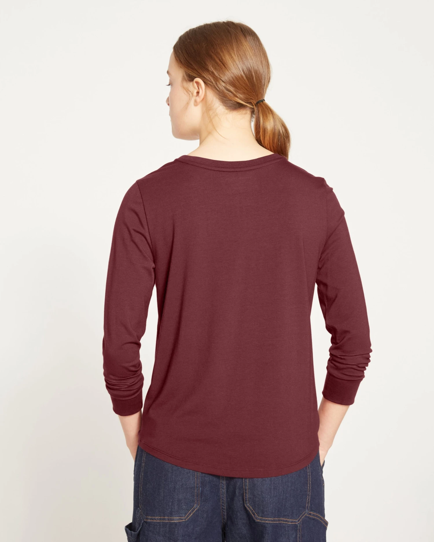 Premium Long Sleeve Peruvian Cotton Blend Tee - Black Cherry 5 Premium Long Sleeve Peruvian Cotton Blend Tee - Black Cherry - Image 3