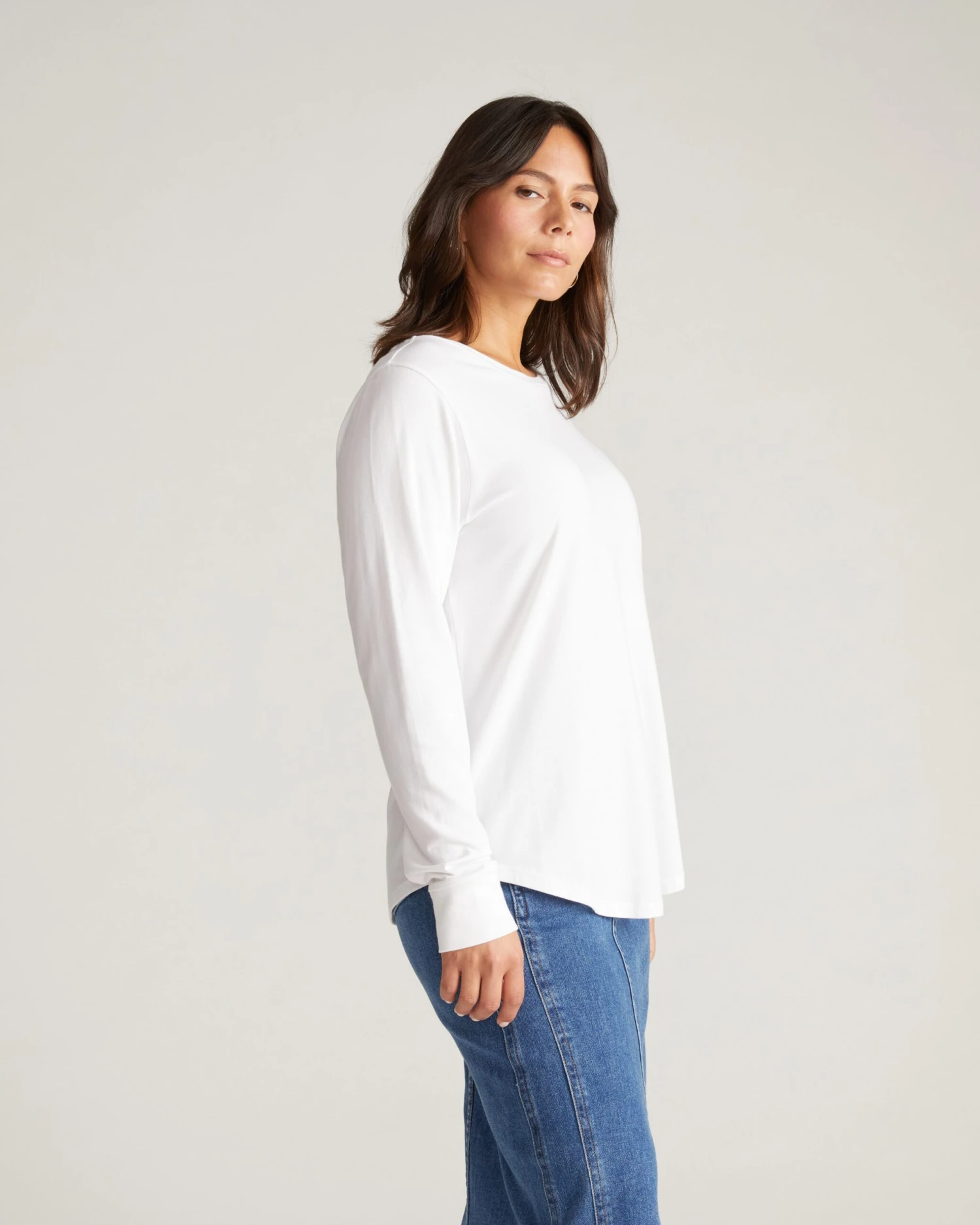 White Long Sleeve Tee Rex - Ultra Soft Peruvian Cotton & Modal 4 White Long Sleeve Tee Rex - Ultra Soft Peruvian Cotton & Modal - Image 2