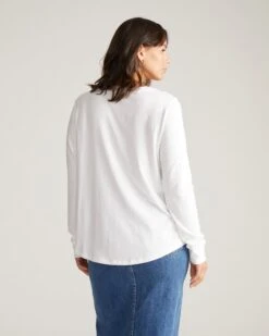 White Long Sleeve Tee Rex - Ultra Soft Peruvian Cotton & Modal 7 White Long Sleeve Tee Rex - Ultra Soft Peruvian Cotton & Modal -UNIVERSAL STANDARD US10013L 025 Long Sleeve Tee Rex White 003 046