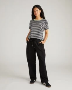 Striped Peruvian Cotton Tee Rex - Premium Black & White Top
