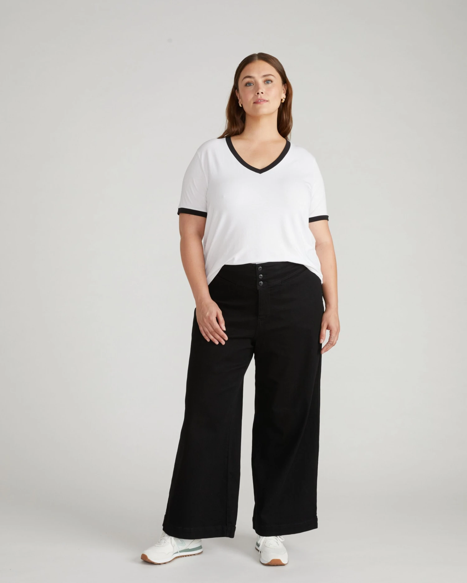 V Rex Premium V-Neck Tee - White with Black Trim 3 V Rex Premium V-Neck Tee - White with Black Trim