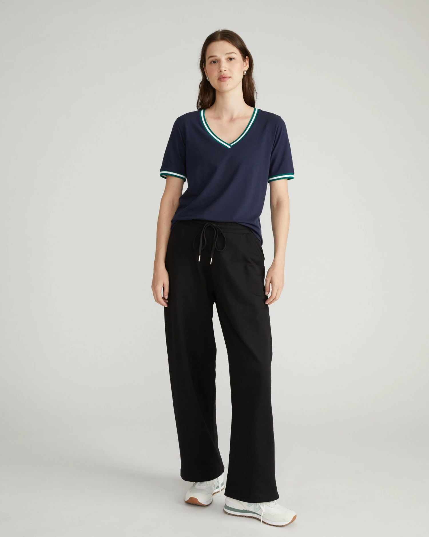 V Rex Premium V-Neck Tee - Navy with Aventurine and White Trim