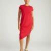 Ruby Red Asymmetrical Midi Dress - Soft Cotton Blend Comfort -UNIVERSAL STANDARD US1002 884Iconic Geneva DressRuby Red 001 001