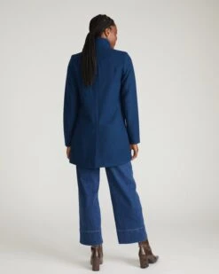 Women's Pageant Blue Tailored Wool Coat with Structured High-Low Hem 6 Women's Pageant Blue Tailored Wool Coat with Structured High-Low Hem -UNIVERSAL STANDARD US20062 930 Beas Coat Pageant Blue 003 046