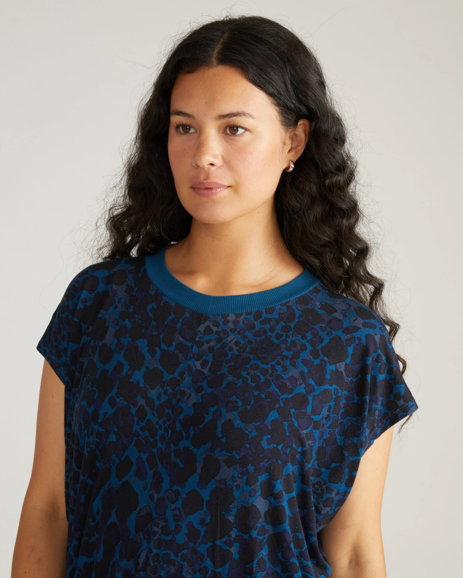Carrea Relaxed Liquid Jersey Dress - Deep Teal Animal Print - Image 2