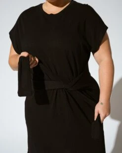 Misa Linen Jersey Tie Dress - Black 13 Misa Linen Jersey Tie Dress - Black -UNIVERSAL STANDARD USDR0235B 001 002
