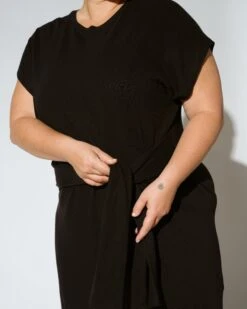 Misa Linen Jersey Tie Dress - Black 12 Misa Linen Jersey Tie Dress - Black -UNIVERSAL STANDARD USDR0235B 001 003