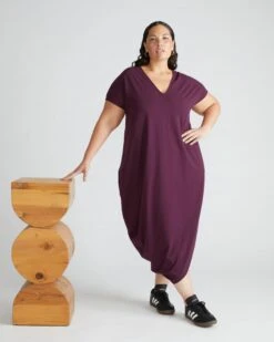 V-Neck Peruvian Cotton Everyday Dress - Acai