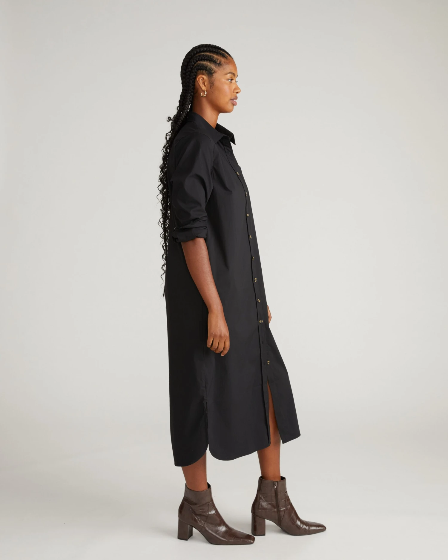 Odeon Black Stretch Poplin Shirtdress - Oversized Luxury Fit 4 Odeon Black Stretch Poplin Shirtdress - Oversized Luxury Fit - Image 2