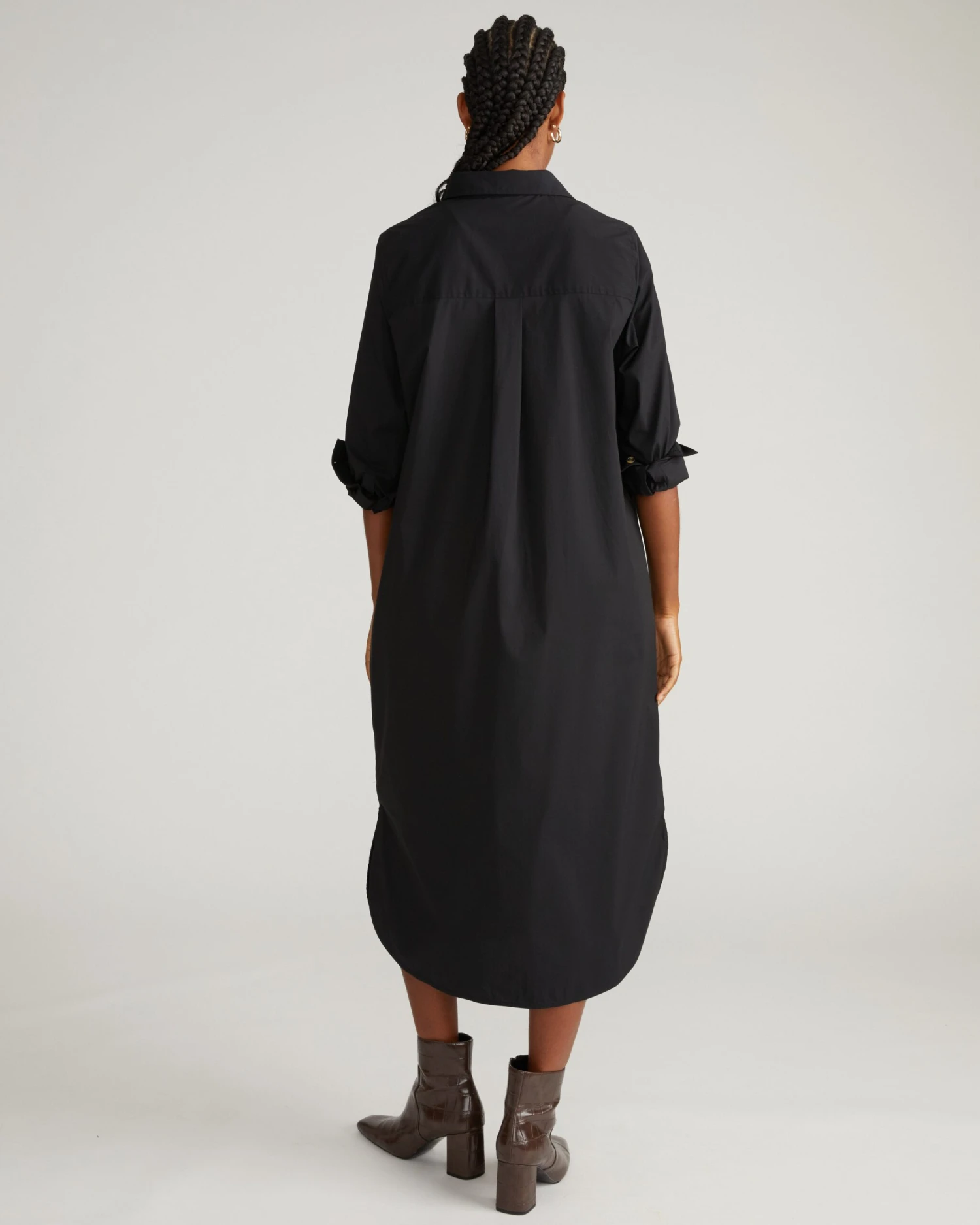 Odeon Black Stretch Poplin Shirtdress - Oversized Luxury Fit 5 Odeon Black Stretch Poplin Shirtdress - Oversized Luxury Fit - Image 3