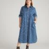 Odeon Striped Cotton Poplin Shirtdress - Ensign Blue & White 2 Odeon Striped Cotton Poplin Shirtdress - Ensign Blue & White -UNIVERSAL STANDARD USDR1351XP 924 Odeon Stretch Poplin Shirtdress Ensign Blue Stripe 001 377
