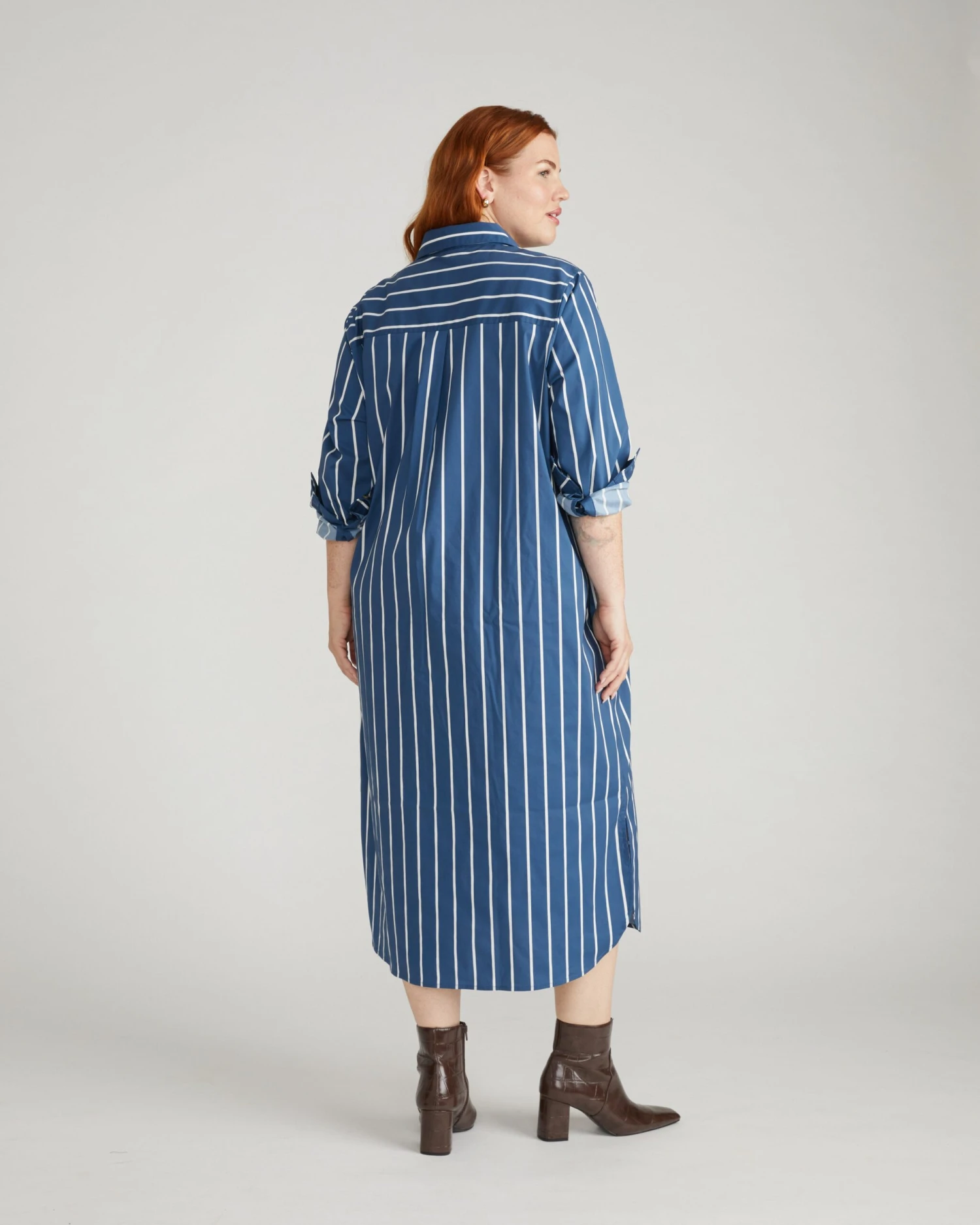 Odeon Striped Cotton Poplin Shirtdress - Ensign Blue & White 5 Odeon Striped Cotton Poplin Shirtdress - Ensign Blue & White - Image 3