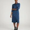 Cooling Stretch Cupro Savannah Shirt Dress - Breathable Workwear -UNIVERSAL STANDARD USDR1421XP 930 Cooling Stretch Cupro Savannah Dress Pageant Blue 001 011