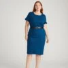 Deep Teal Ponte Sheath Dress - Tailored Professional Workwear -UNIVERSAL STANDARD USDR1508 926 Executive Ponte Dress Deep Teal 001 155
