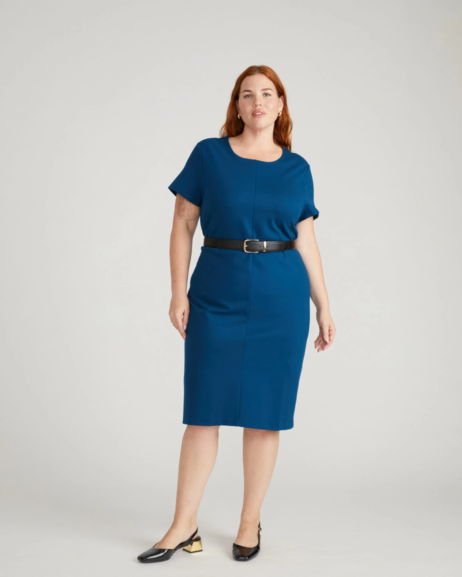 Deep Teal Ponte Sheath Dress - Tailored Professional Workwear 3 Deep Teal Ponte Sheath Dress - Tailored Professional Workwear
