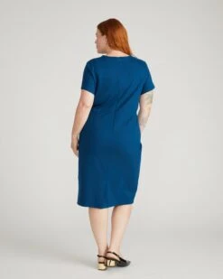 Deep Teal Ponte Sheath Dress - Tailored Professional Workwear 8 Deep Teal Ponte Sheath Dress - Tailored Professional Workwear -UNIVERSAL STANDARD USDR1508 926 Executive Ponte Dress Deep Teal 003 171