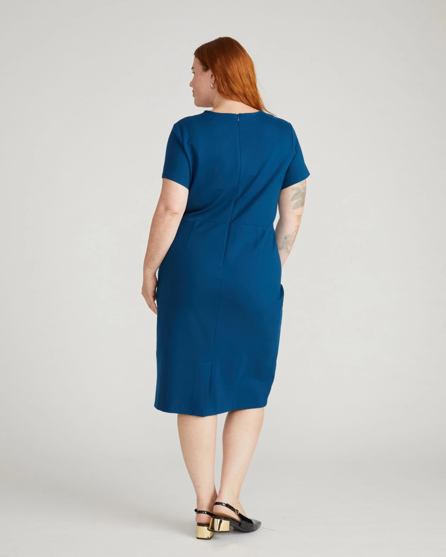Deep Teal Ponte Sheath Dress - Tailored Professional Workwear 5 Deep Teal Ponte Sheath Dress - Tailored Professional Workwear - Image 3