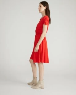 Minetta Liquid Jersey V-Neck Dress - Lipstick Red 6 Minetta Liquid Jersey V-Neck Dress - Lipstick Red -UNIVERSAL STANDARD USDR1712 059 Minetta Liquid Jersey Dress Poppy 002 071