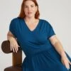 Deep Teal V-Neck Liquid Jersey Dress with Slimming Shirred Waist 2 Deep Teal V-Neck Liquid Jersey Dress with Slimming Shirred Waist -UNIVERSAL STANDARD USDR1712 926 Minetta Liquid Jersey Dress Deep Teal 001 249