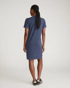 Cotton Tee Dress - Washed Indigo Garcon Everyday Pocket Dress -UNIVERSAL STANDARD USDR1798 993 Garcon Tee Dress Washed indigo Look 003 186