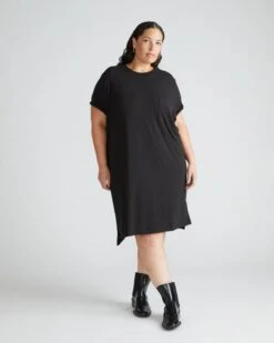 Garcon Black Tee Dress - Premium Cotton Everyday Pocket Dress