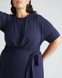 Delilah Midnight Liquid Jersey Wrap Dress - Elegant Workwear Essential -UNIVERSAL STANDARD USDR1801 454Delilah DressMidnight 001 506