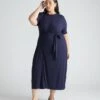 Delilah Midnight Liquid Jersey Wrap Dress - Elegant Workwear Essential -UNIVERSAL STANDARD USDR1801 454Delilah DressMidnight 002 517