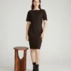 Envelope Neck Ponte Dress - Professional Espresso Stretch Workwear