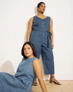 Kendra Cotton Chambray Tank Dress - Cove Blue -UNIVERSAL STANDARD USDR1927 692 002