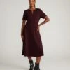A-Line Workwear Dress - Saskia Black Cherry Premium Stretch Ponte