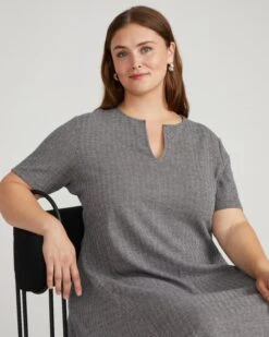 Herringbone Tweed A-Line Ponte Dress - Professional Workwear -UNIVERSAL STANDARD USDR1992 817 Saskia Ponte Dress Herringbone Tweed 002 355