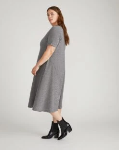 Herringbone Tweed A-Line Ponte Dress - Professional Workwear -UNIVERSAL STANDARD USDR1992 817 Saskia Ponte Dress Herringbone Tweed 003 343