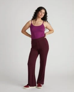Foundation Mola Ribbed Lounge Pants - Black Cherry