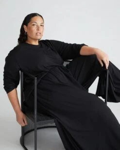Isadora Wide Leg Lounge Pants - Black Flowy High-Waisted Trousers