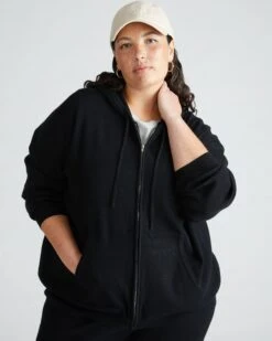 Knitted Mila Zip Hoodie - Premium Soft Black Loungewear 7 Knitted Mila Zip Hoodie - Premium Soft Black Loungewear -UNIVERSAL STANDARD USLG1837 001Knit HoodieBlack 001 507