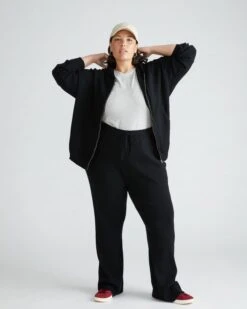 Knitted Mila Zip Hoodie - Premium Soft Black Loungewear