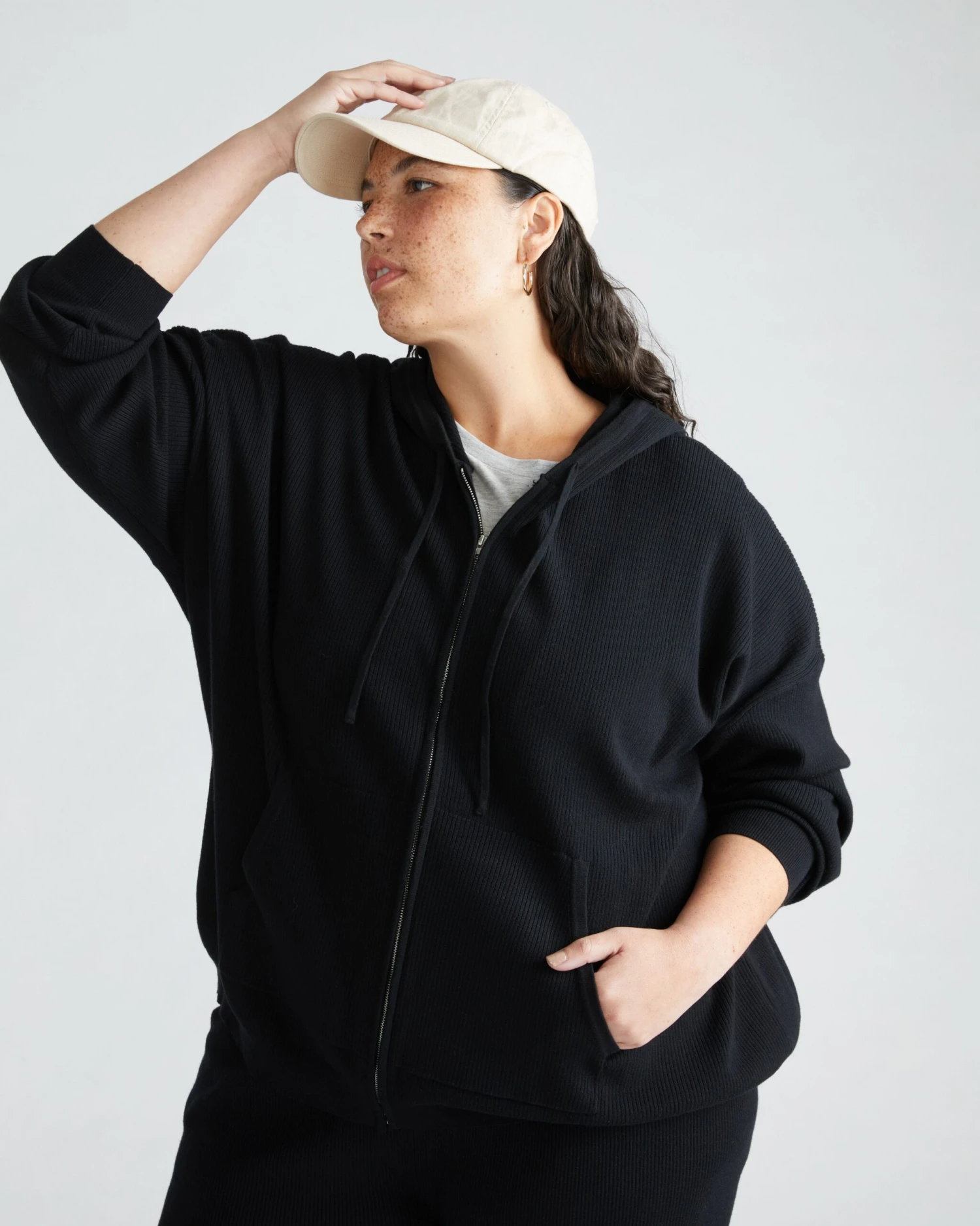 Knitted Mila Zip Hoodie - Premium Soft Black Loungewear 4 Knitted Mila Zip Hoodie - Premium Soft Black Loungewear - Image 2