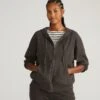 Knitted Zip Hoodie for Women - Premium Graphite Lounge Sweatshirt -UNIVERSAL STANDARD USLG1837 733 Knitted Mila Zip Hoodie Graphite 001 323