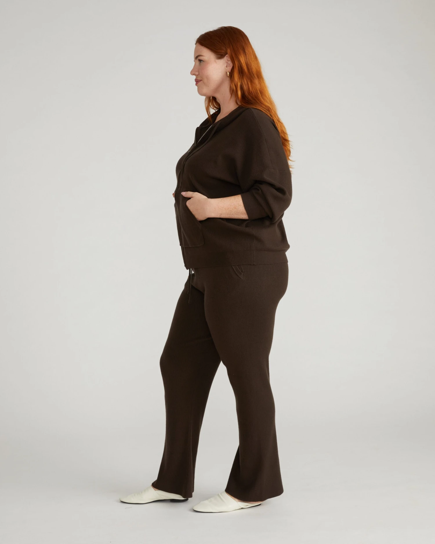 Knitted Zip-Up Hoodie - Mila Espresso Loungewear Jacket 4 Knitted Zip-Up Hoodie - Mila Espresso Loungewear Jacket - Image 2