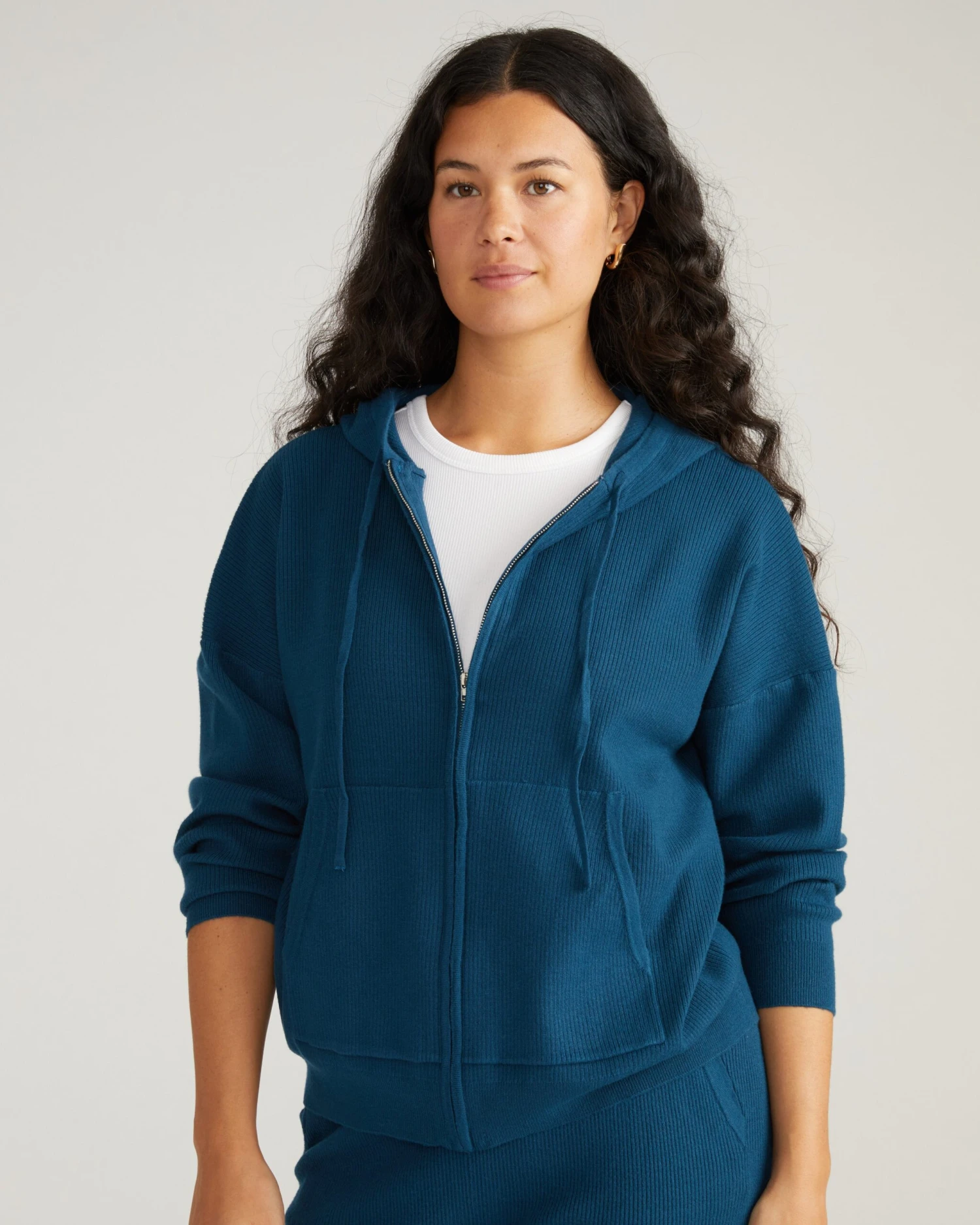 Premium Knitted Mila Zip Hoodie - Cozy Deep Teal Loungewear 3 Premium Knitted Mila Zip Hoodie - Cozy Deep Teal Loungewear - Image 2