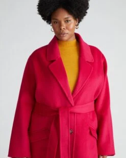 Premium Double Face Wool Blend Luxe Coat in Cerise - Cocoon Silhouette -UNIVERSAL STANDARD USOU1245C 520Double Face Luxe CoatCerise 001 460