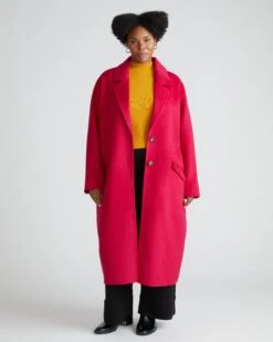 Premium Double Face Wool Blend Luxe Coat in Cerise - Cocoon Silhouette -UNIVERSAL STANDARD USOU1245C 520Double Face Luxe CoatCerise 002 454