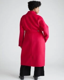 Premium Double Face Wool Blend Luxe Coat in Cerise - Cocoon Silhouette -UNIVERSAL STANDARD USOU1245C 520Double Face Luxe CoatCerise 003 470