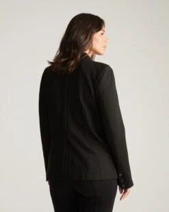 Lennox Collarless Ponte Blazer - Black -UNIVERSAL STANDARD USOU1463 001 Lennox Collarless Ponte Blazer Black 003 075