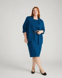 Lennox Collarless Ponte Blazer - Deep Teal -UNIVERSAL STANDARD USOU1463 926 Lennox Collarless Ponte Blazer Deep Teal 001 128